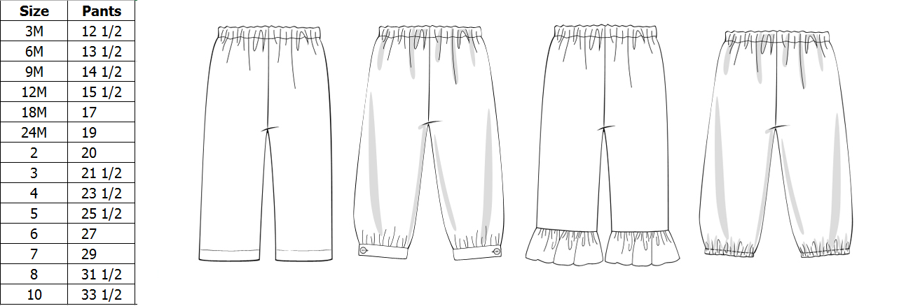 Pants size guide