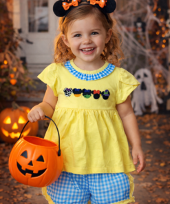 Halloween Mickey Mouse head French knot girl set