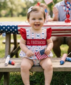 Smocked Little Firecracker girl bubble