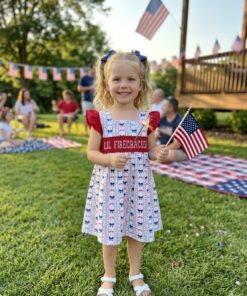 Smocked Little Firecracker girl dress
