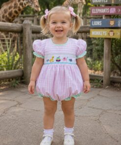 Smocked Safari Animals Girl Bubble/Dress